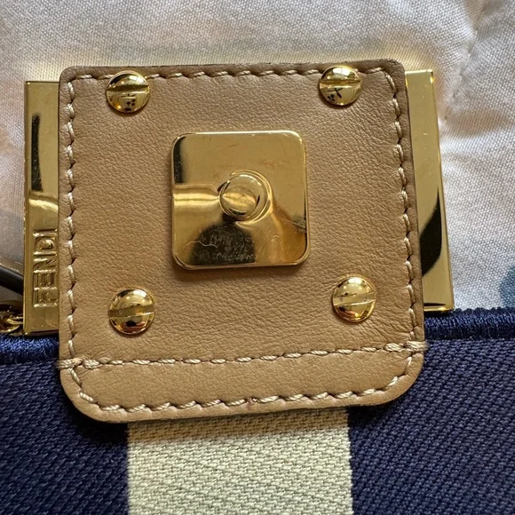 Fendi Baguette Blue and White Crossbody Bag with Iconic Monogram - Picture 12 of 12